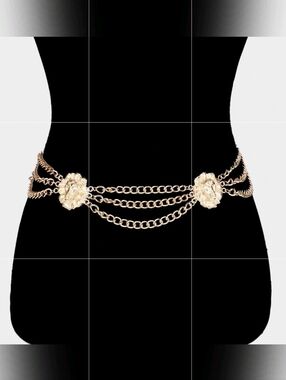 Gold Lionhead Medallion Chain Link Pendant Belt Statement Fashion Accessories